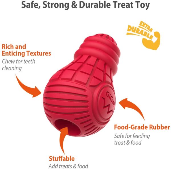 Gigwi Red Bulb Dispensing Treat Dog Toy Medium - Image 5