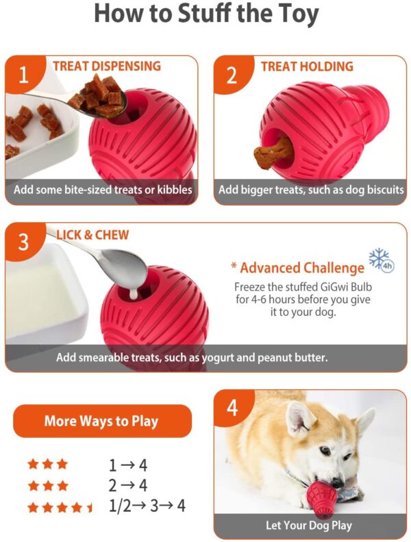 Gigwi Red Bulb Dispensing Treat Dog Toy Medium - Image 4