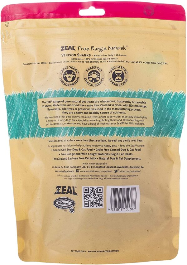 Zeal Free Range Natural Venison Shanks 2Pcs Dog Treats 300G - Image 2