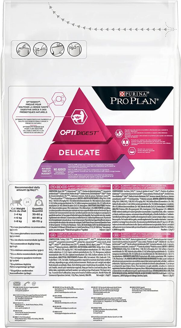 Proplan Delicate Turkey Dry Cat Food 1.5 Kg, - Image 8