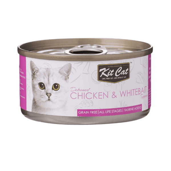 Kit Cat Deboned Chicken   Whitebait Toppers Canned Cat Food 80G