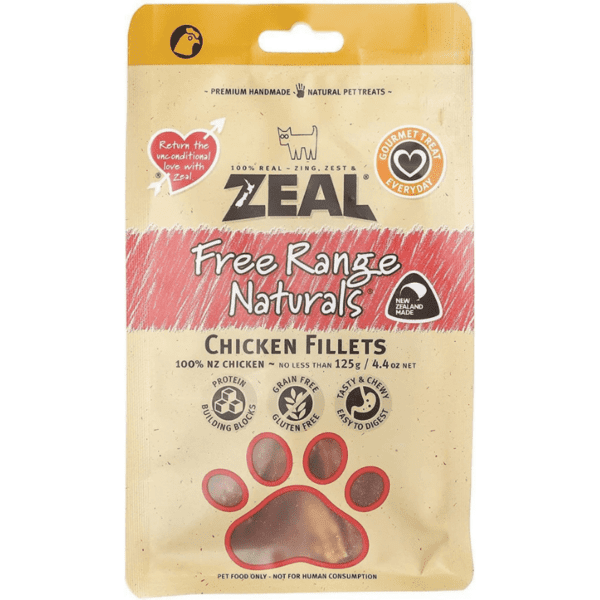 Zeal Free Range Naturals Chicken Fillet Cat &  Dog Treats 125G