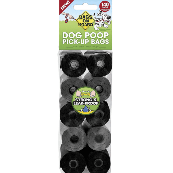 Bags On Board Dog Poop Refill Bags Neutral Roll, Black, 10 X 15, 140 Bags