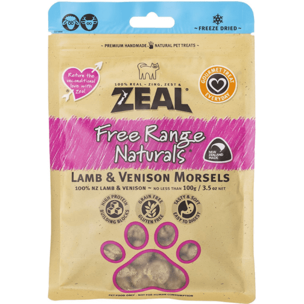 Zeal Free Range Naturals Lamb &  Venison Morsels Freeze Dried Cat Treats 125G