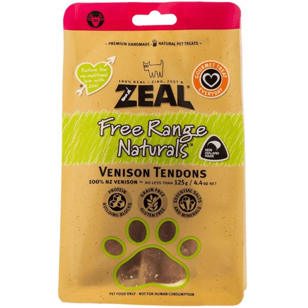 Zeal Free Range Natural Venison Tendons Dog Treats 125G