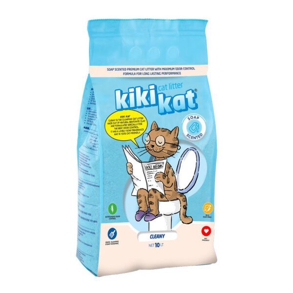 Kiki Kat White Bentonite Clumping Cat Litter Cleany- Soap Scented-20 L (17.4 Kg)