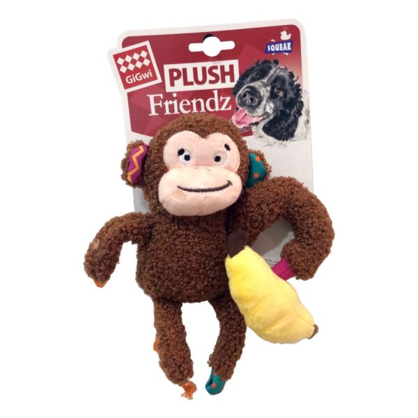 GiGwi Plush Friendz Monkey with Squeaker and Crinkle S/M