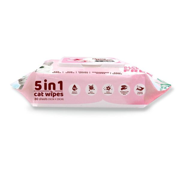 Kit Cat 5 In 1 Cat Wipes Cherry Blossom Scented - Image 2