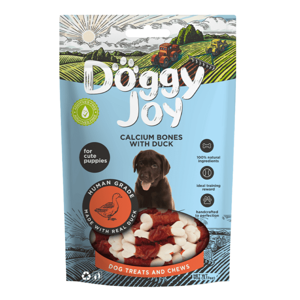 Doggy Joy Calcium Bones With Duck Puppy Treats 90g