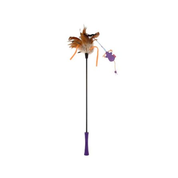 GiGwi Catwand Feather Teaser w/ Natural Feather & TPR Handle