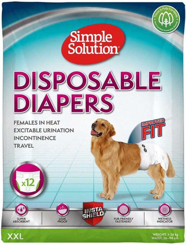 Simple Solution Disposable Female Dog Diapers  Xxl Pack Of 12