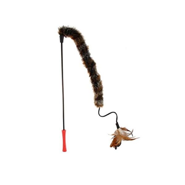 GiGwi Feather Teaser with Natural Plush Tail and TPR Handle