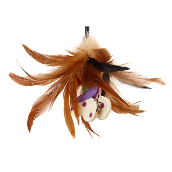 GiGwi Feather Teaser with Natural Plush Tail and TPR Handle (Purple) - Image 2