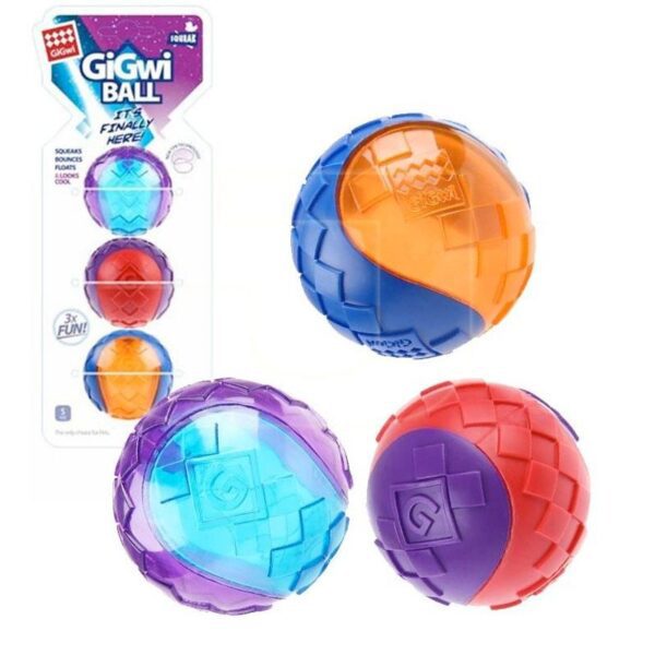 GiGwi Ball Small 3pack  Squeaker - Solid Transparent - Image 2