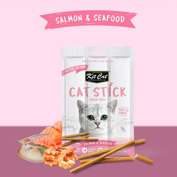 Kit Cat Grain Free Cat Stick Salmon & Seafood 15G - Image 3