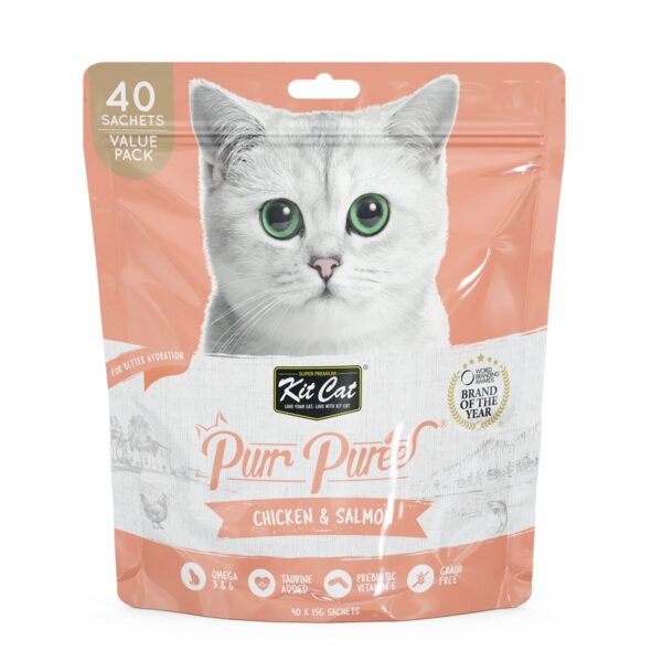 Kit Cat Puree 600G Chicken & Salmon-40Pcs