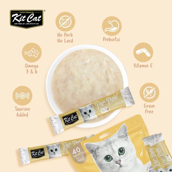 Kit Cat Puree 600G Chicken & Fiber(Hairball)-40Pcs - Image 3