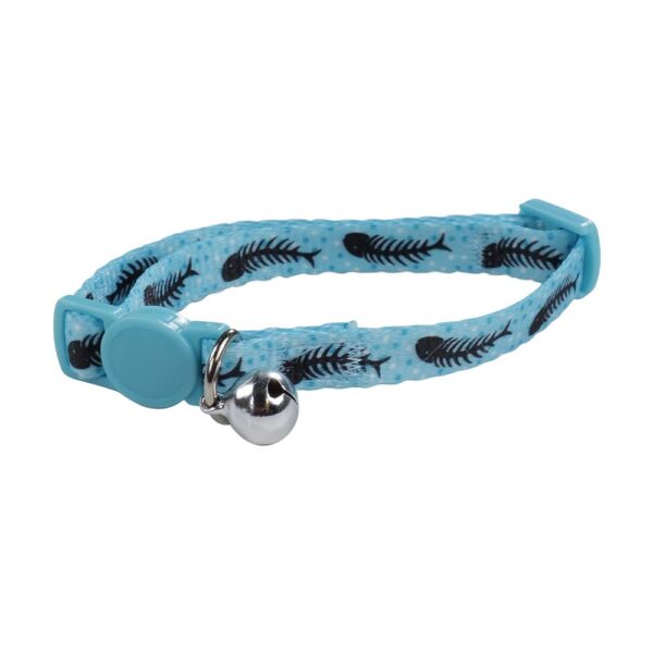 M-PETS Zany Cat Eco Collar Light Blue Fish Bone - Image 4