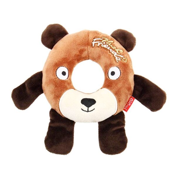 GiGwi Plush Friendz Bear with Foam Rubber Ring and Squeaker Medium