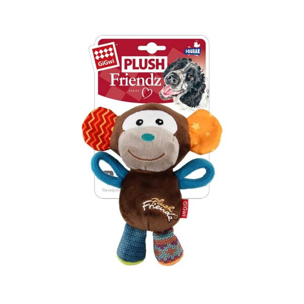 GiGwi Plush Friendz Squeaker Dog Toy - Monkey