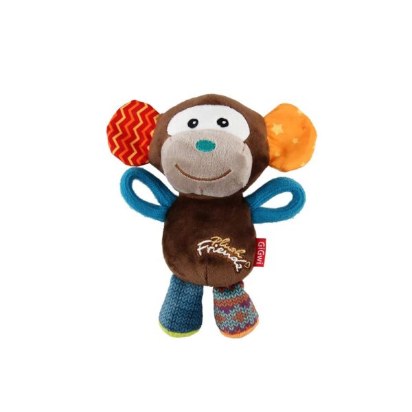 GiGwi Plush Friendz Squeaker Dog Toy - Monkey - Image 2