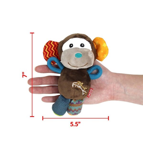 GiGwi Plush Friendz Squeaker Dog Toy - Monkey - Image 5