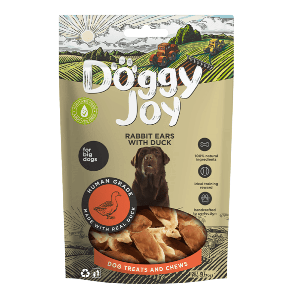 Doggy Joy Rabbit Ears With Duck Dog Treats 90g