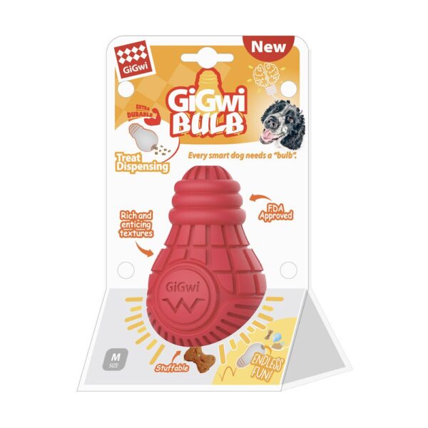 GiGwi Red Bulb Dispensing Treat Dog Toy - Medium - Image 7