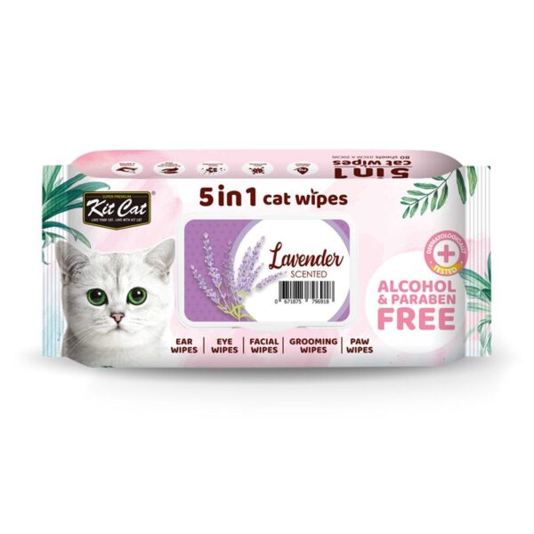 Kit Cat 5 In 1 Cat Wipes Lavender Scented