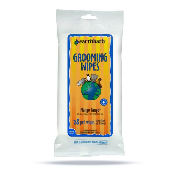 Earthbath Grooming Wipes Extra-thick & extra Large, Mango Tango, 28 ct