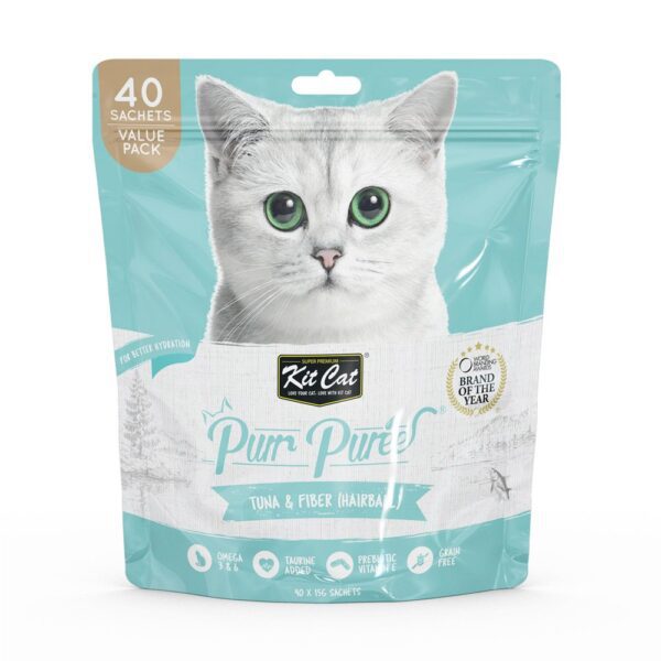 Kitcat Puree 600G Tuna & Fiber(Hairball)-40Pcs