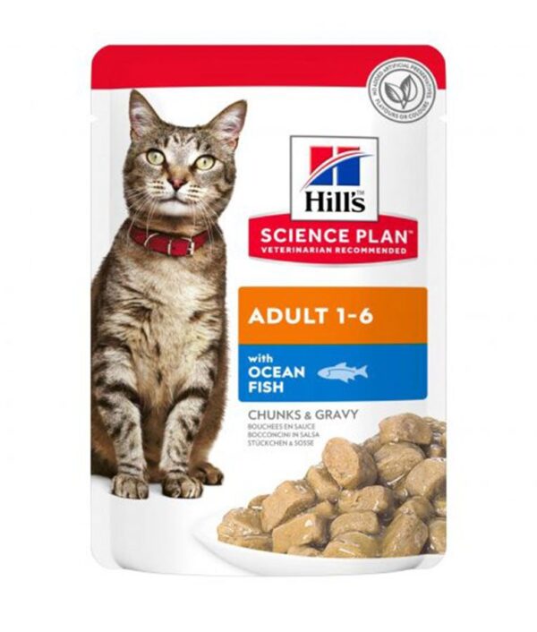 Hill's Science Plan Wet Food Chunks with Ocean Fish in Gravy for Adult Cats  12 x 85 gr