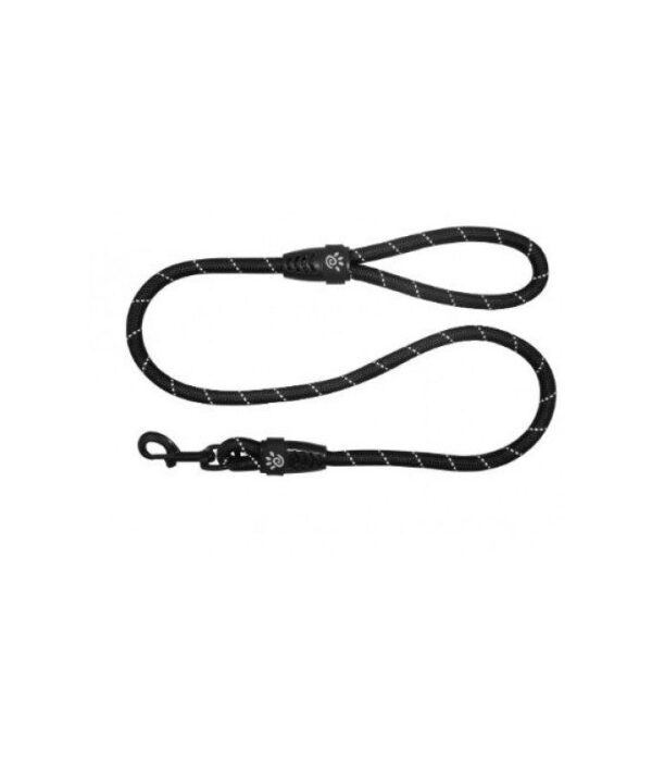 Doco Reflective Rope Leash With Plastic Encased Handle Loop (1/2" Width) - 4ft - Large[Color - Black]