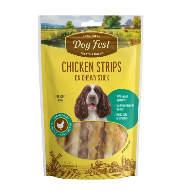 Dog Fest Chicken Strips On A Chewy Stick For Adult Dogs - 90g (3.17oz)[Weight - 90g]