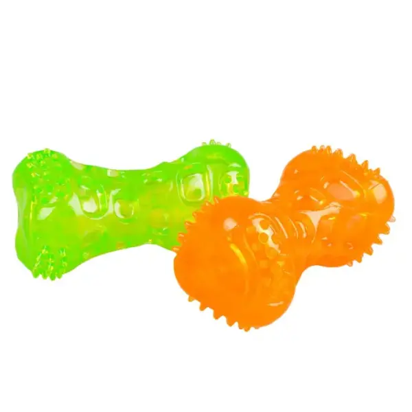 Duvo Tpr Bone Squeaky Orange/Green 9.5cm[Length - 9.5cm]