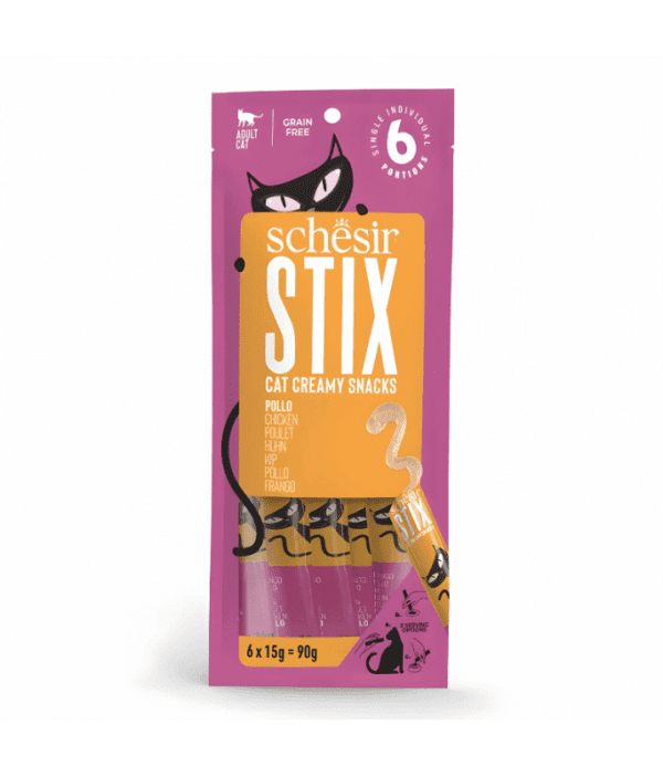 Schesir Stix Treat For Cat In Cream - Chicken 6x15g