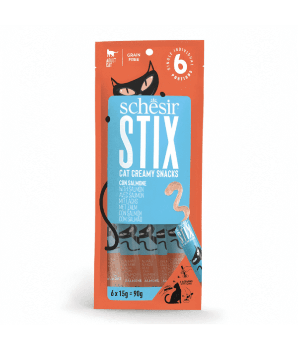 Schesir Stix Treat For Cat In Cream - Salmon 6x15g