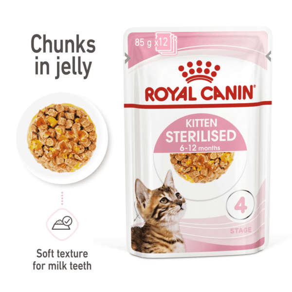 Royal Canin Kitten Sterilised Jelly (WET FOOD - Pouches) 12 x 85g - Image 2