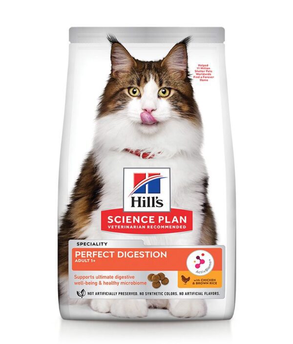 Hill's Science Plan Perfect Digestion Dry Food with Chicken & Brown Rice for Adult Cats 1.5 kg