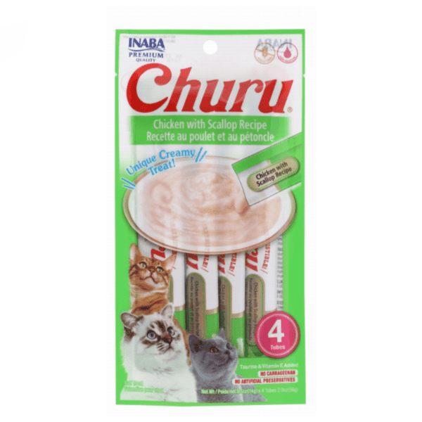 Inaba Churu Creamy Cat Treats with Chicken & Scallop (4 x 14 gr)