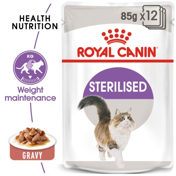 Royal Canin Sterilised Gravy (WET FOOD - Pouches) 12 x 85g - Image 2