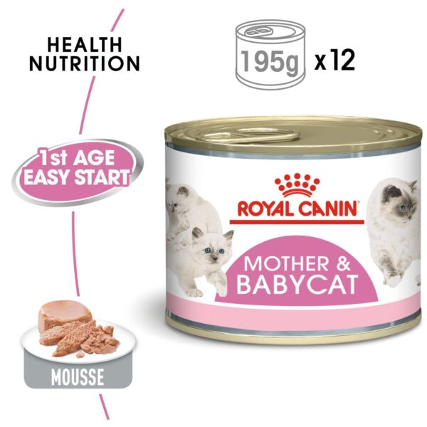 Royal Canin Mother & Babycat Mousse (WET FOOD - Cans) 12 x 195g - Image 2