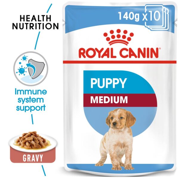 Royal Canin Medium Puppy (WET FOOD - Pouches) 10 x 140g - Image 2