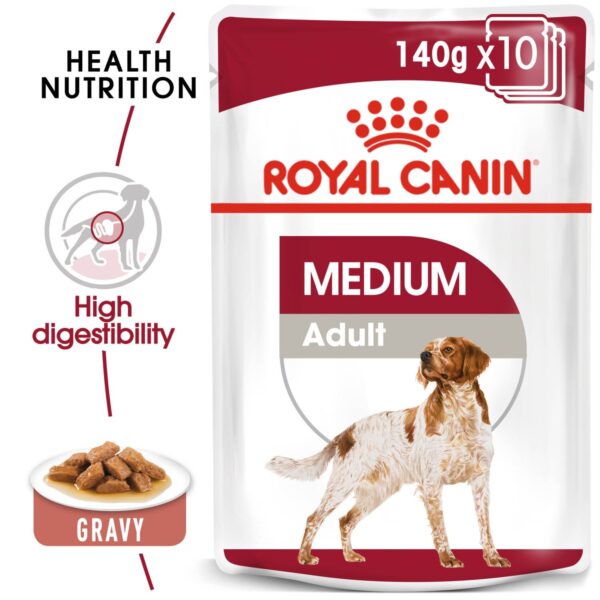 Royal Canin Medium Adult (WET FOOD - Pouches) 10 x 140g - Image 2