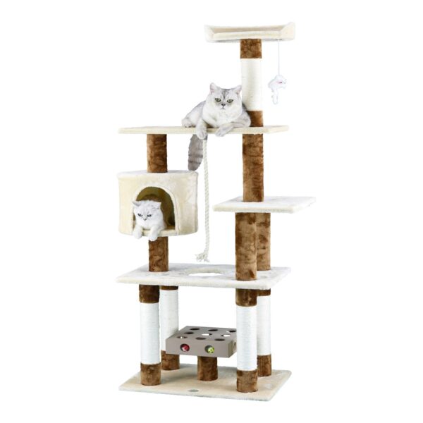 Go Pet Club 67″ IQ Busy Box Cat Tree Condo with Sisal Covered Scratching Posts